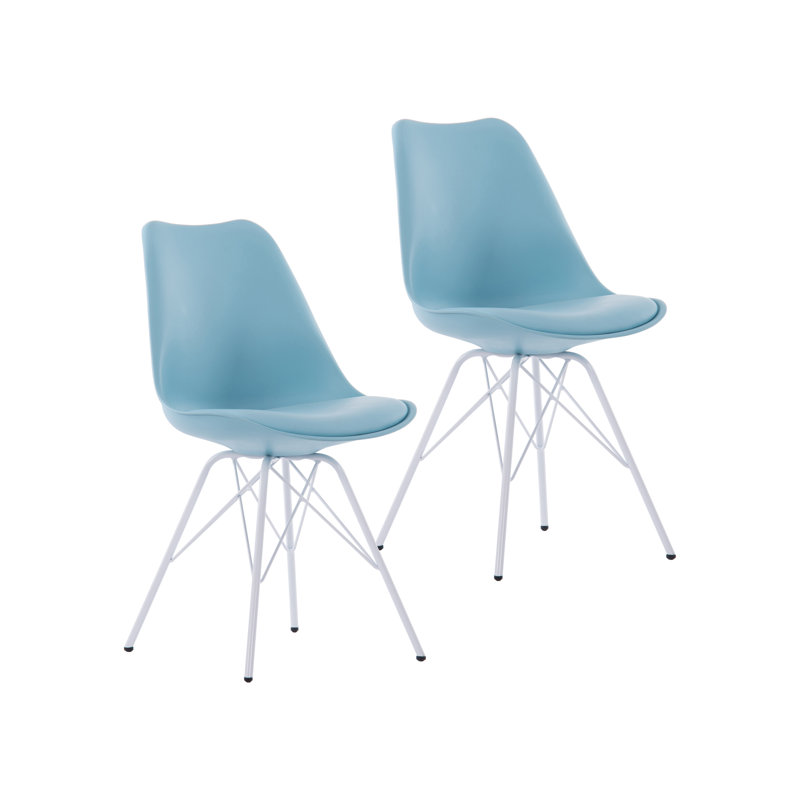 Goshorn Mid-century Modern Dining Chairs Set of 2 with Cushion, Easy Assembly, Blue