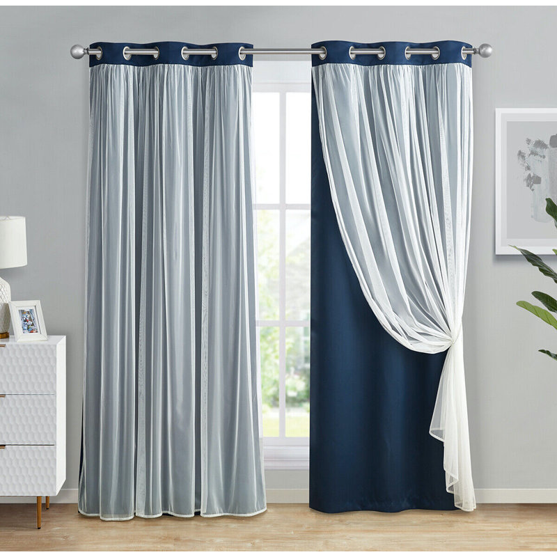 Dammion Blackout Curtain Pair, Navy, 52" W x 84" L