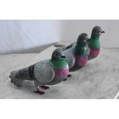 Three Pigeons Bronze Lifesize Sculpture Set 14"x12"x8"H