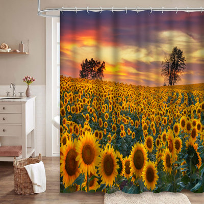 Rideau de douche à 12 crochets Sunflower