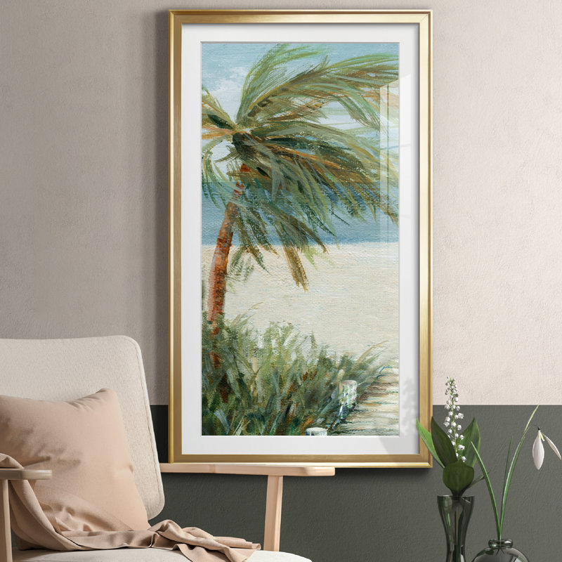 «Beach Walk I», reproduction d'art sur papier encadré, H 22,5 po x l 42,5 po x P 1,5 po, Papier doré