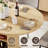 55"W Extendable Round Dining Table for 4–6 with Fluted Base & Large Space Storage Cabinet Oval Dinner Kitchen Table for Kitchens, Dining/Living Rooms-64248588