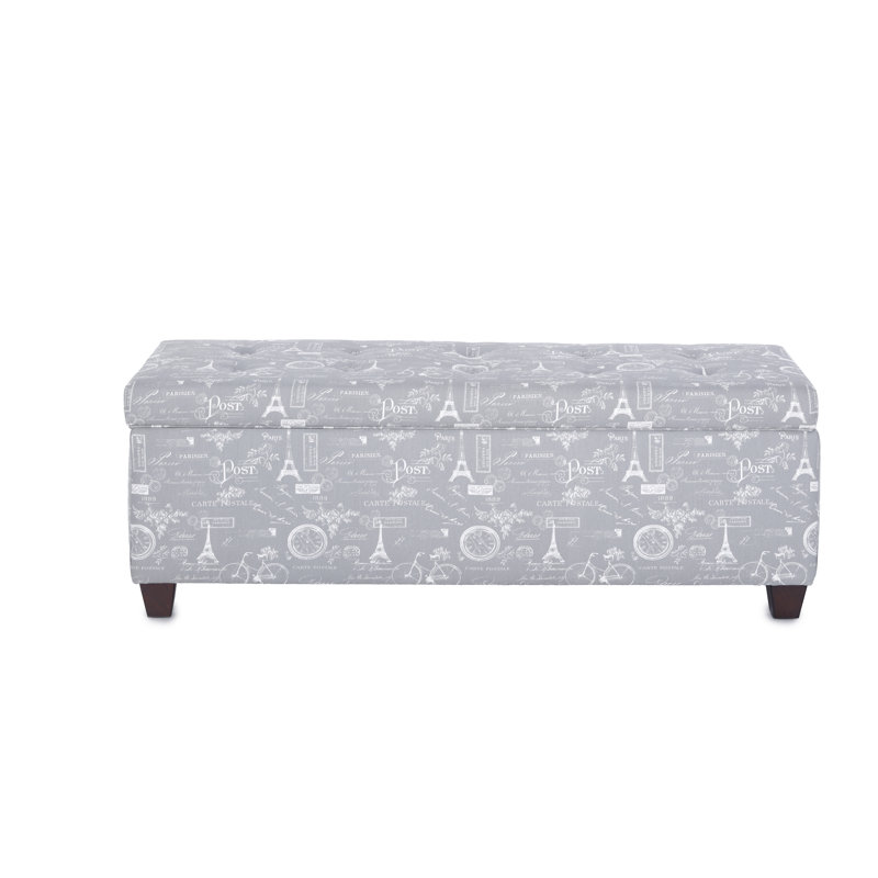 Cappiello Upholstered Storage Bench, Storm Twill/White/Gray