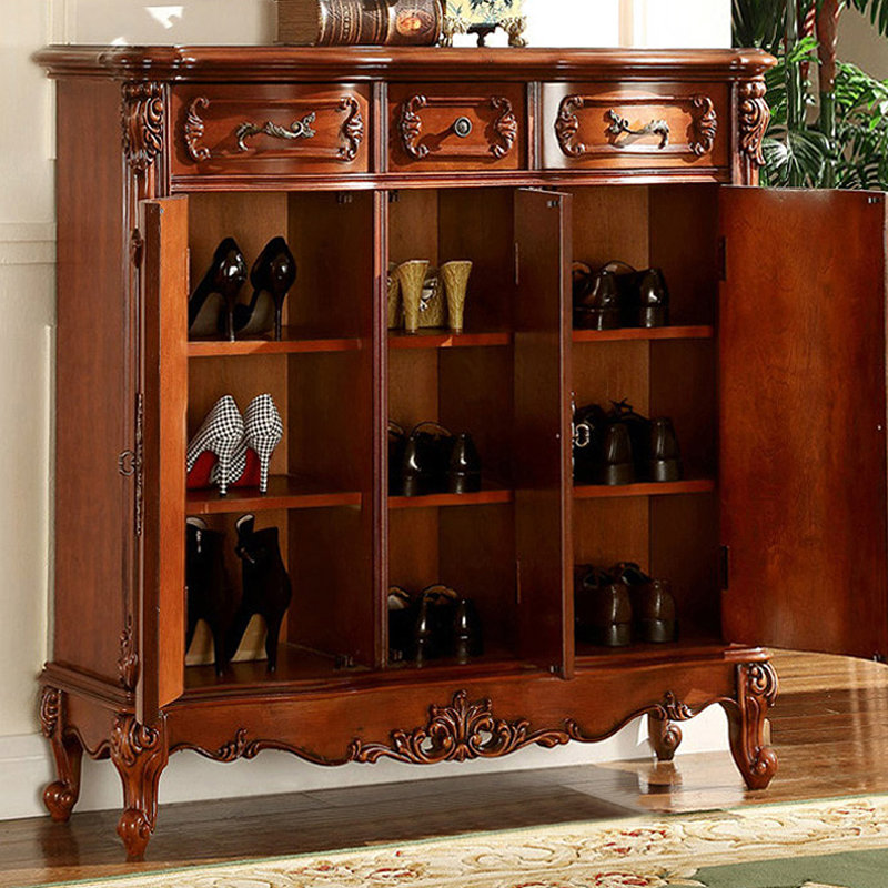 European Vintage Shoe Cabinet Side Cabinet 18 Pair Shoe Storage Cabinet