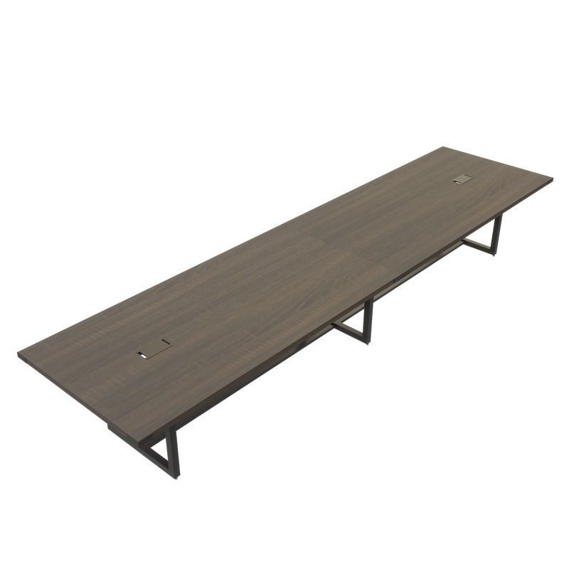 Table de conférence rectangulaire Mirella, H 29,5 po x L 192 po x P 47,25 po, Tabac du Sud, Noir