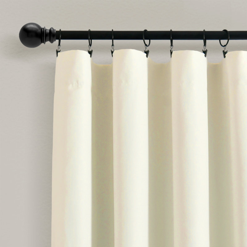 Allison Ruffle Polyester Blackout Curtain Single Panel, Ivory