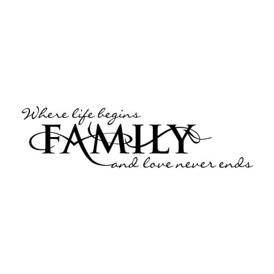 Adhésif mural «Family - Where Life Begins and Love Never Ends»