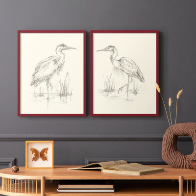Étude de croquis Waterbird I-Premium, impression encadrée - prête à être accrochée - aucun clou requis