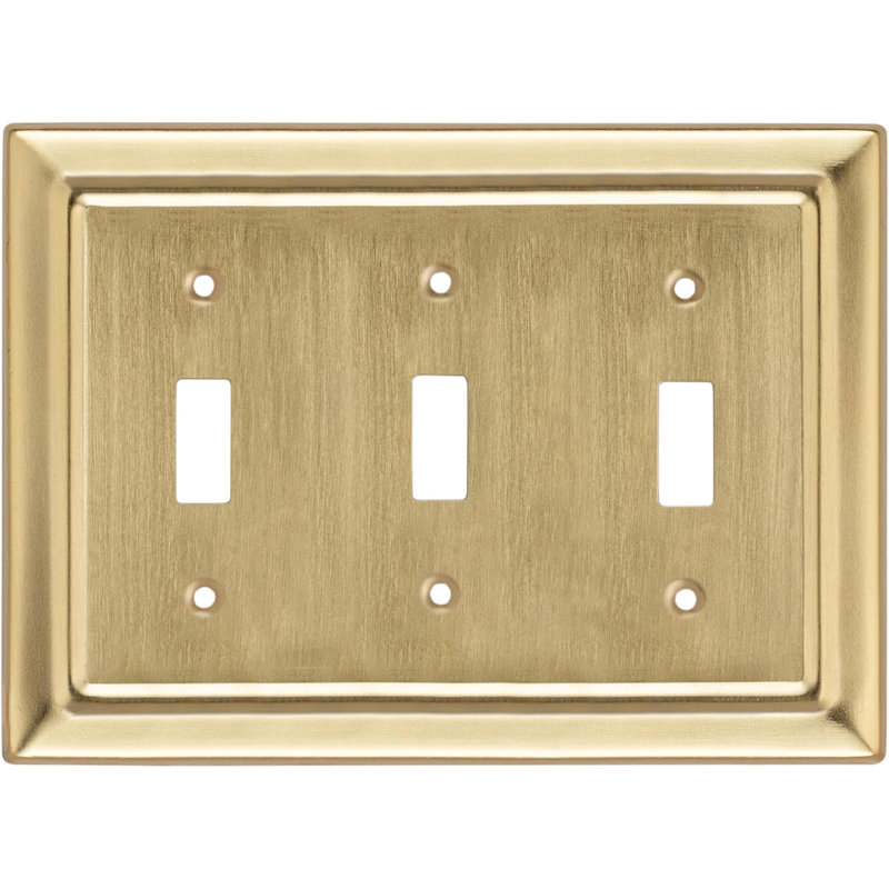 Architectural 3 - Gang Toggle Light Switch Standard Wall Plate, Gold