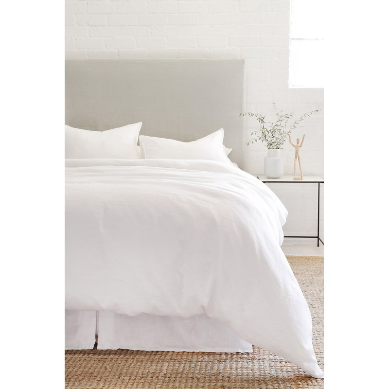 Parker White 100% Cotton 300 TC Modern & Contemporary 3 Piece Duvet Cover Set, Rayon from Bamboo, Ivory