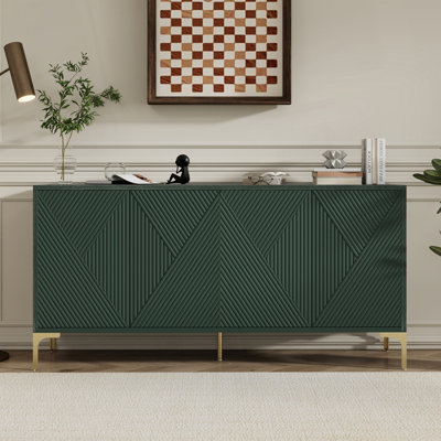  60" Sideboard Buffet Cabinet with Geometric Triangle Design and Adjustable Shelves, Storage Cabinet for Dining Room, Entryway