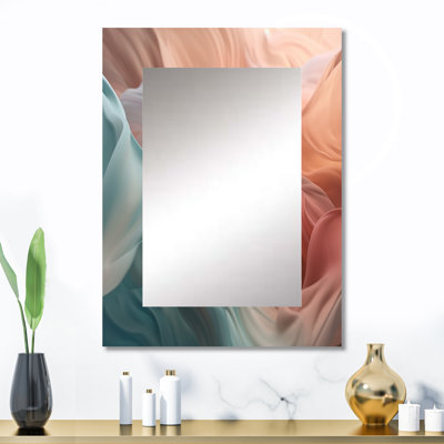 «Orange Blue Dancing Colors II» - miroir mural décoratif minimaliste, miroir orange, impression d'art en métal