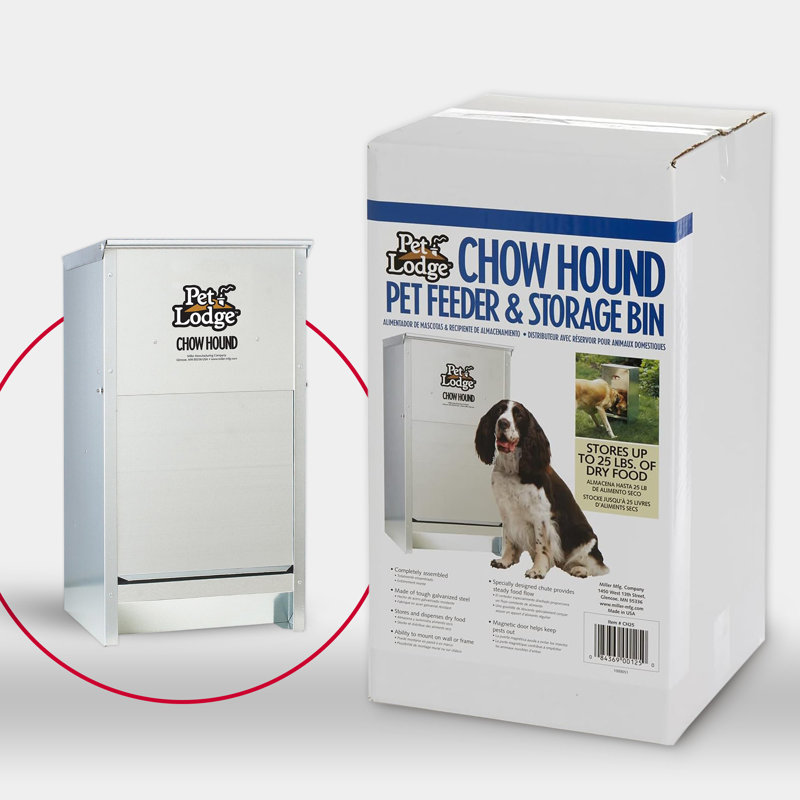 Pet Lodge Galvanized Steel Automatic Dog Feeder, 25 lb Capacity