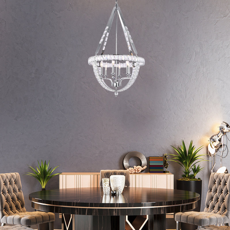 Transitional 6 Light Crystal Chandelier, Black, No