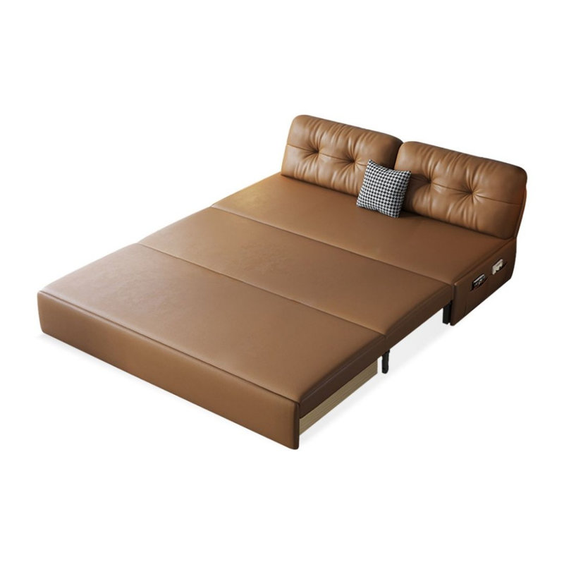 Canapé modulaire brun en cuir véritable, H 33,86 po x L 70,87 po x l 32,28 po