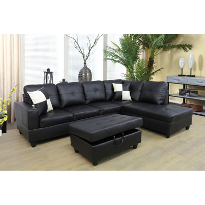 Brevard Faux Leather L-Shaped Sectional