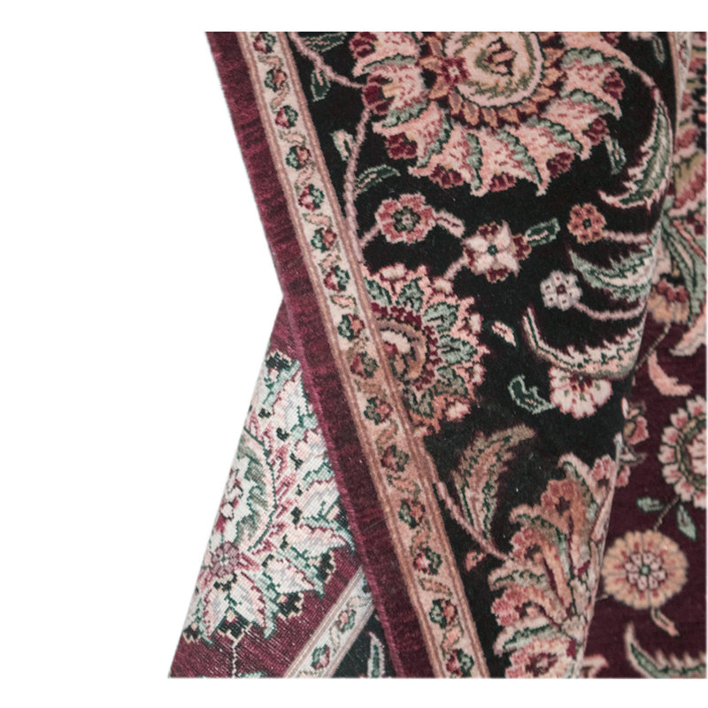 Tapis unique en laine noué à la main de 5 pi 9 po x 8 pi 9 po vin / noir / ivoire