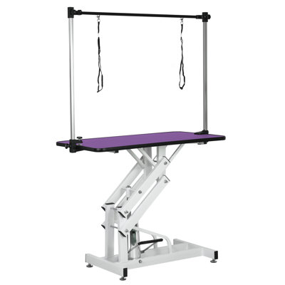 42.5INCH HYDRAULIC PET GROOMING TABLE WITH "H" ARM PURPLE