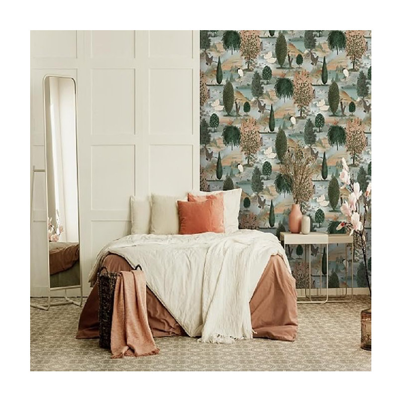 Otha 10m x 53cm Wallpaper Roll, Green