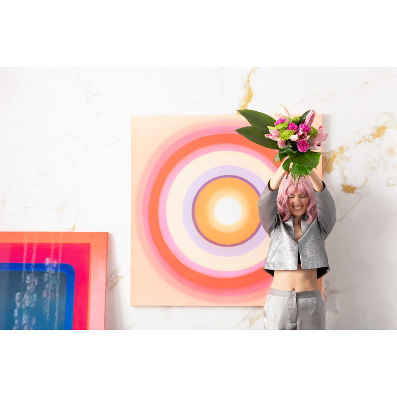 Trendy Circle Pink Photographic Art Print on Canvas