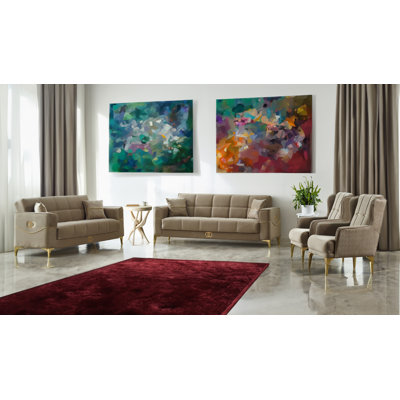 Abrien 4 - Piece Velvet Living Room Set by Everly Quinn
