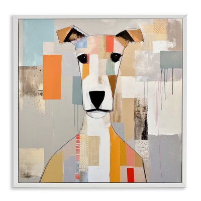Az-111-Collage abstrait de visage de chien encadré