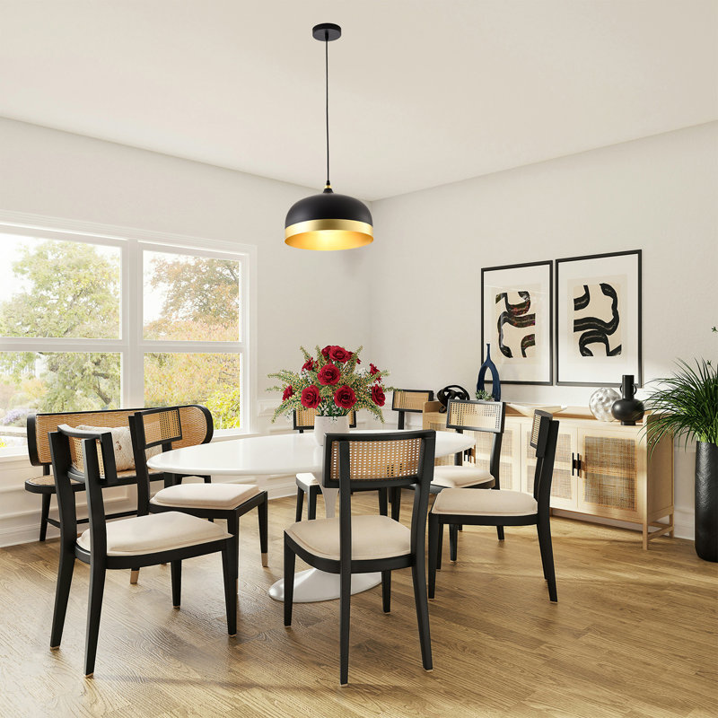 Industrial 1 Light Black Dome Pendant, 9" H x 12.9" W x 12.9" D