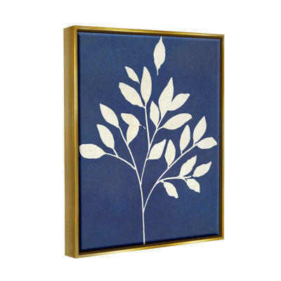 "Modern Leaf Sprig", pochoir abstrait par Susan Jill - cadre flottant, impression sur toile