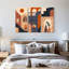 Abstrait architecture Mid-Century sur toile 3 pièces-788401590