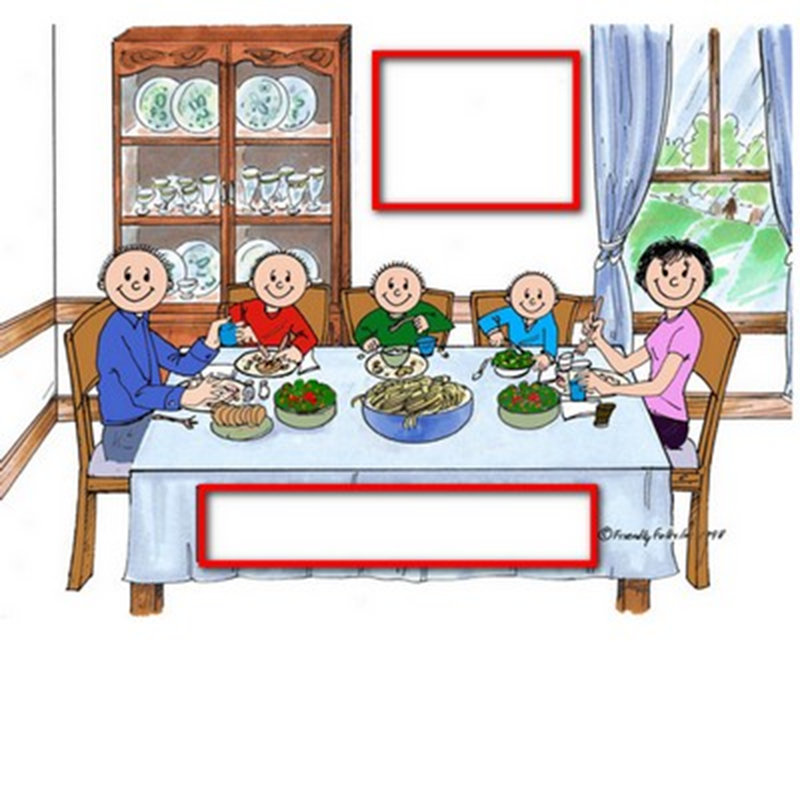 Personalized Family Dinner - Couple, Three Children MINI Snow Globe Frame Gift, 2.5" H x 3.75" W x 1" D