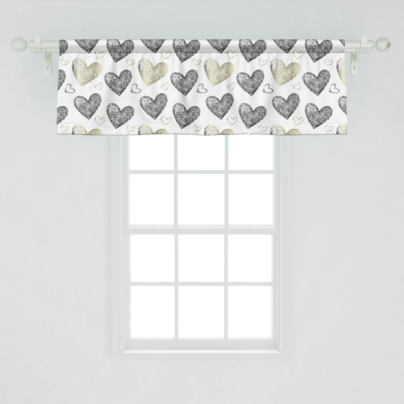 Ambesonne, Saint-Valentin, cantonnière, paquet de 2 cœurs gris, vert olive, L 54 po x L 18 po