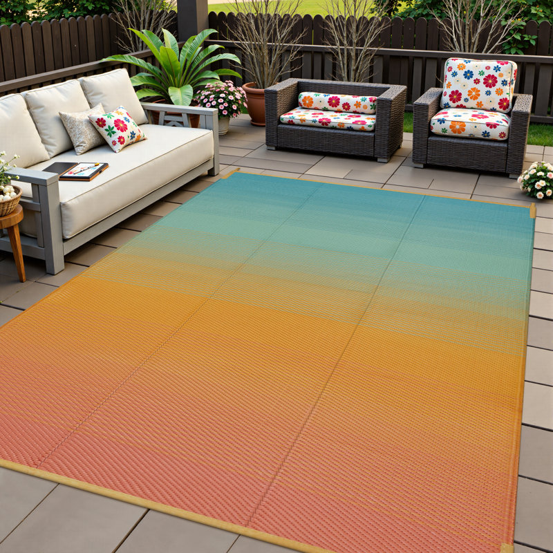 Tapis d'extérieur imperméable et réversible tant pour le patio que pour le camping, Rectangle 6 pi x 9 pi