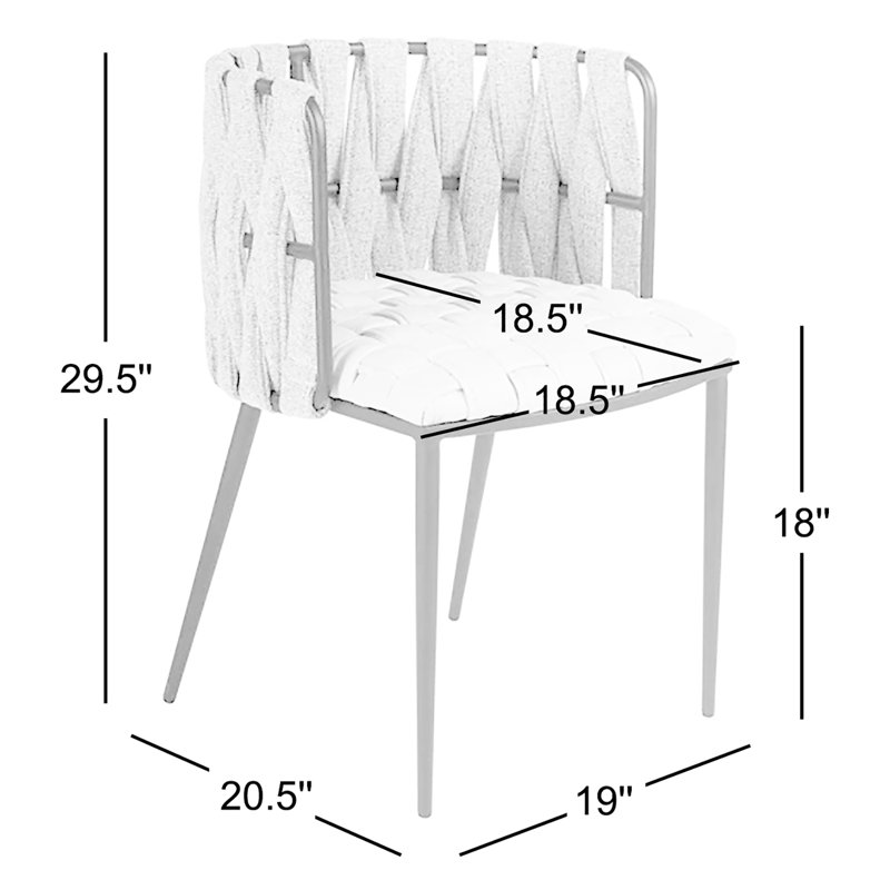 Ensemble de chaise de salle à manger avec accoudoirs tressés Tyrone, Similicuir blanc cassé, Noir
