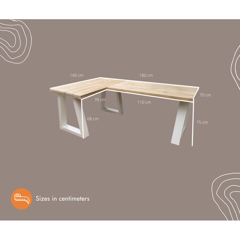 Flippin L-Shaped Writing Desk, White, 75cm H x 180cm W x 140cm D