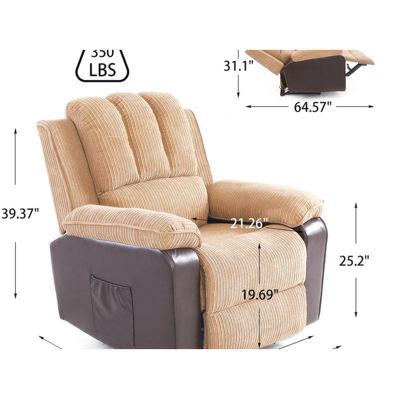 Fauteuil inclinable Adrea, Velours côtelé brun