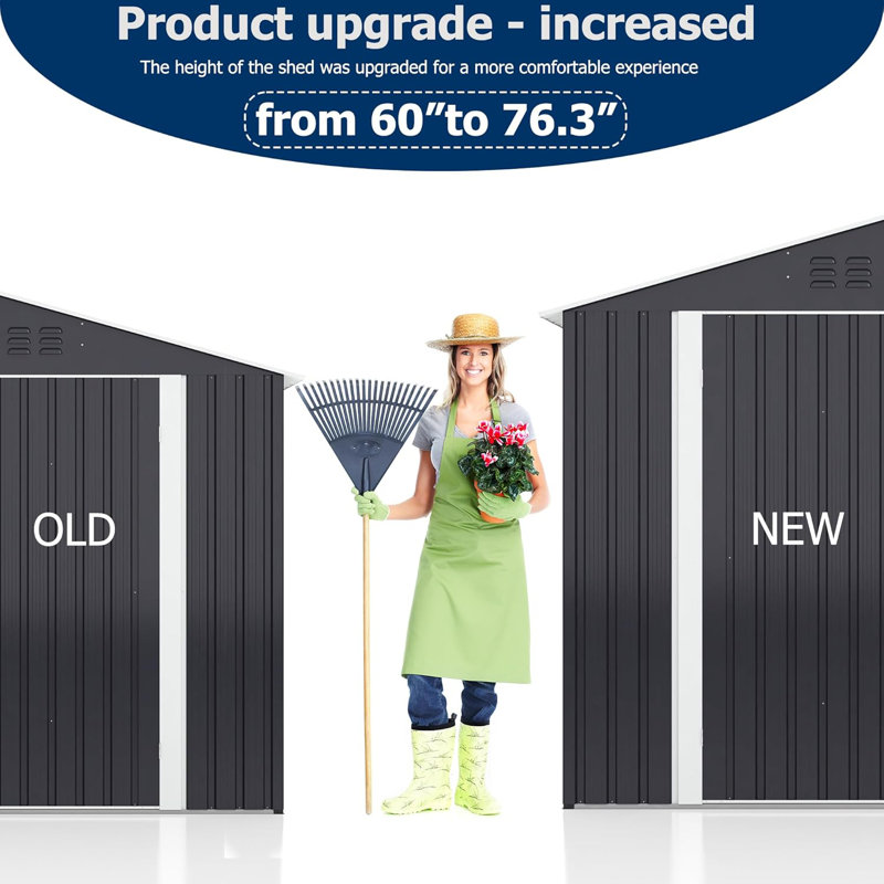 8 ft. W x 12 ft. D Outdoor Metal Storage Shed with Updated Frame Structure, Lockable Doors and Vents, 8x12 FT