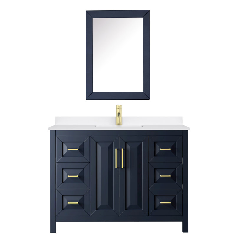 Daria 48'' W Vanity, Blue, Brushed Gold, Giotto Quartz