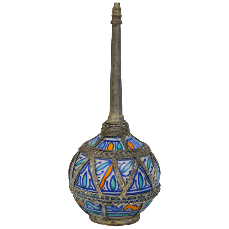 Vase de table intérieur / extérieur bleu / orange / bleu sarcelle 8,5 po