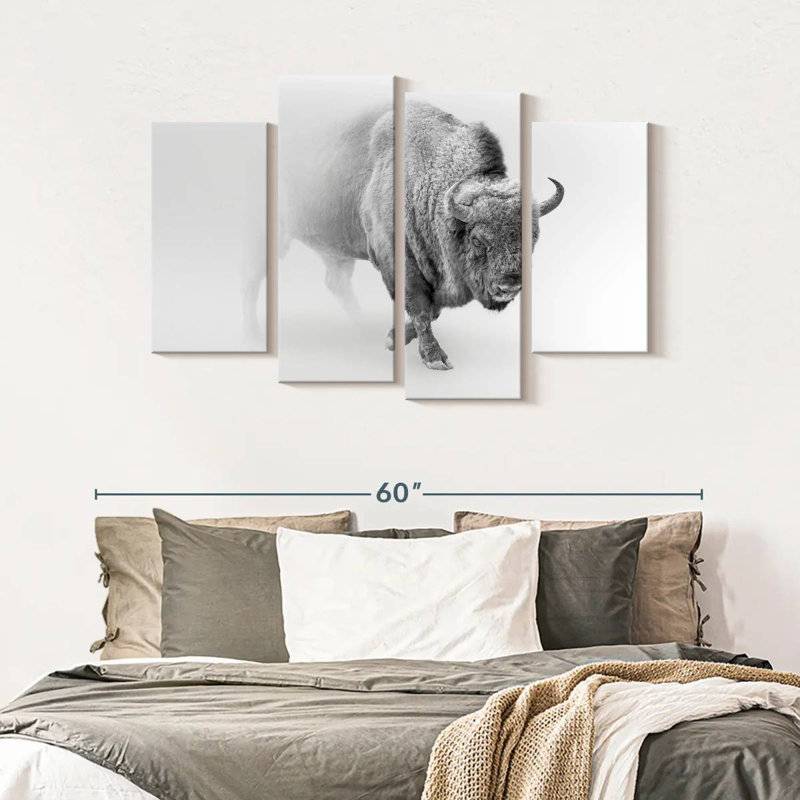 " Wild Bison " 4 - Pieces, 32" H x 52" W x 1.25" D