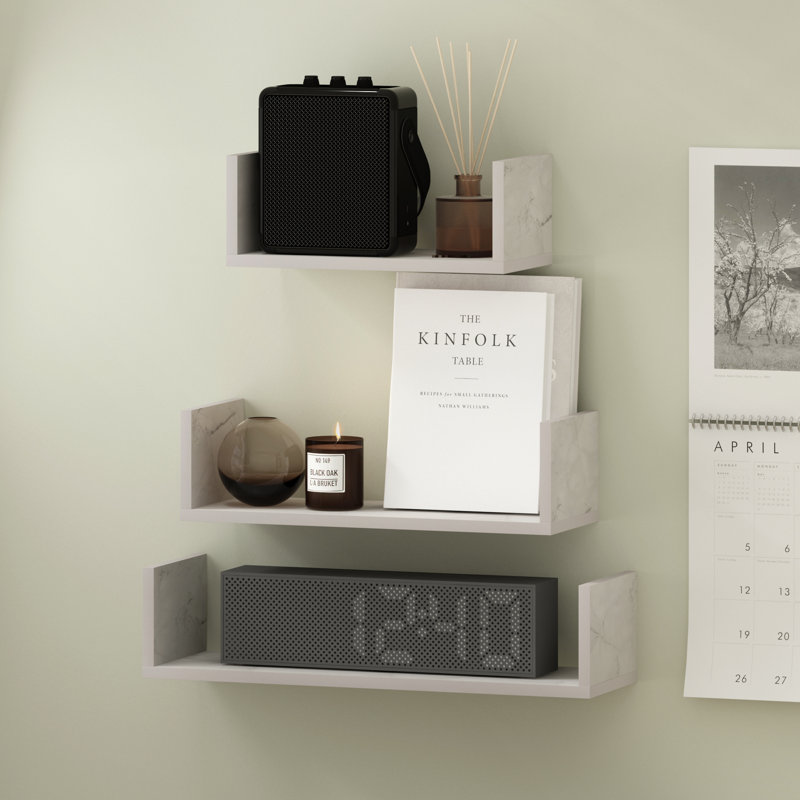 Meryn 3 Piece Wall Mounted Floating Shelf with Invisible Brackets