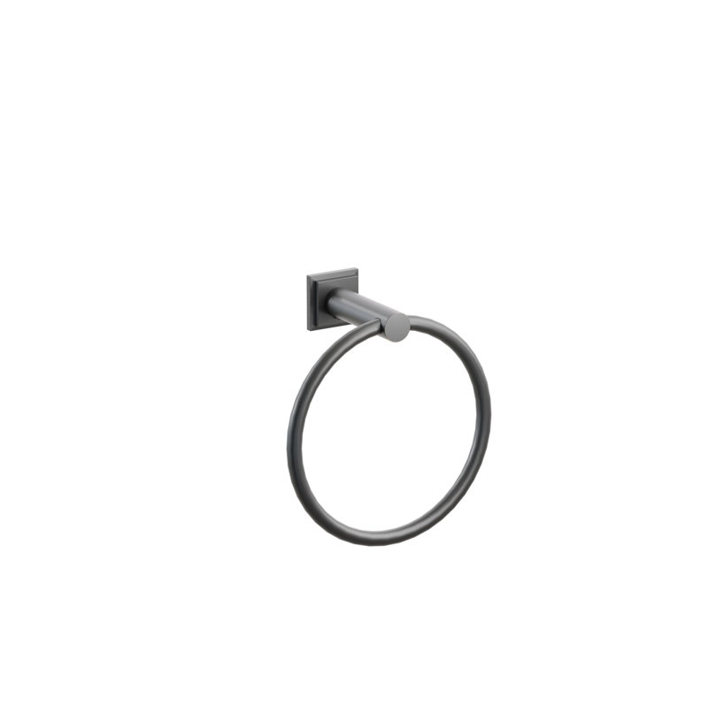 Emtek Modern Tubular Brass Towel Ring w/ Step Square Rosette, Oil Rubbed Bronze