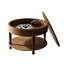 Table basse ronde en bois massif de 17,27 po de hauteur, 31,5 po, moderne Mid-Century, noir, rangement ouvert, support, diamètre américain à assemblage rapide, tablette de rangement à 2 niveaux, pieds, garniture décorative perlée-256413548