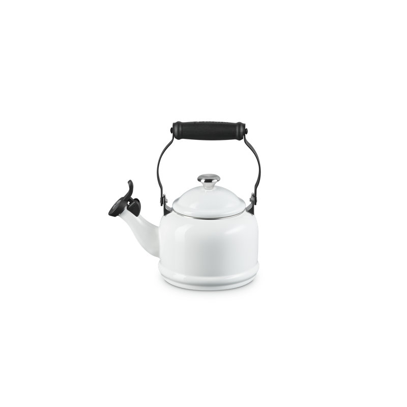 Demi 1.25 Qt. Enamel on Steel Tea Kettle, White