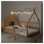 Structure de lit double pleine grandeur avec fenêtre et clôture - Lit en bois massif pour enfants Montessori