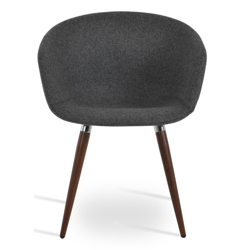 Chaise d’appoint rembourrée en similicuir Tribeca Ana, Gris foncé, Noyer