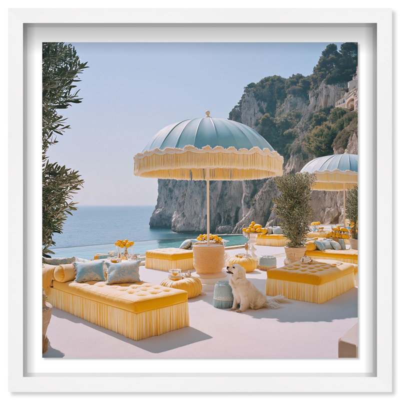Oliver Gal Faded Sunshine Soiree Coastal - Luxury Shadowbox Framed Wall Art, 26" H x 26" W, White