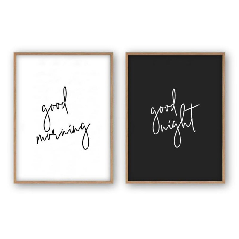 Good Morning Good Night - Print, Oak Frame, 31 cm H x 22 cm W