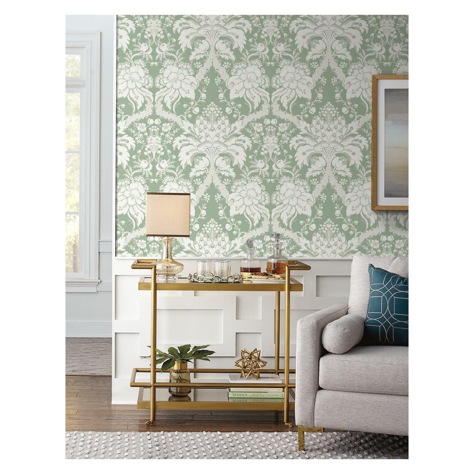 27' L x 27" W Wallpaper Roll, Green