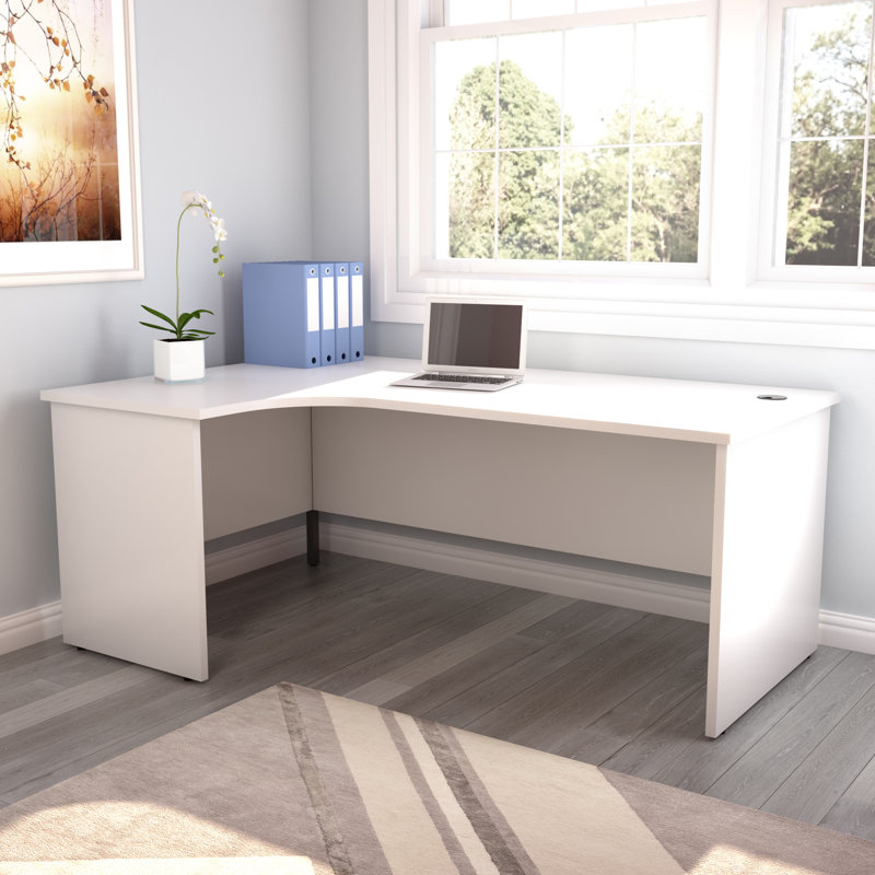 Buariki L-Shaped Desk Shell, White, Left