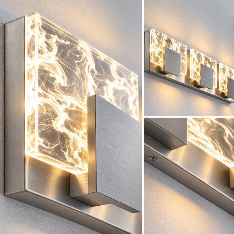 3-Light Modern Bathroom Vanity Light, Nickel